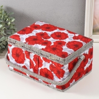 Шкатулка для рукоделия "Красные маки на белом" 19х26х14,5 см Шкатулка для рукоделия "Красные маки на белом" 19х26х14,5 см