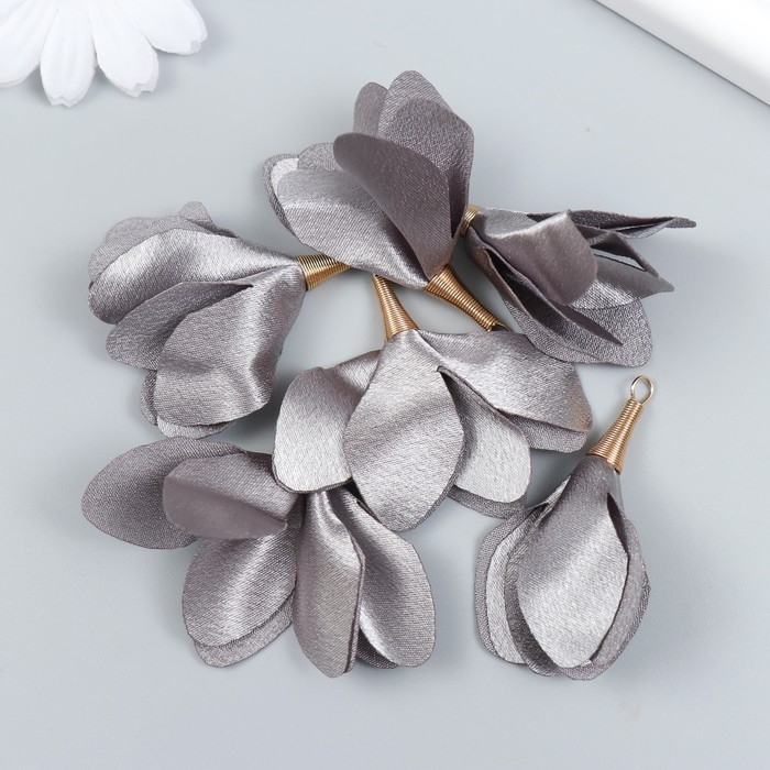 Декор для творчества текстиль Декор для творчества текстиль "Бутон, благородный серый" набор 6 шт 6 см