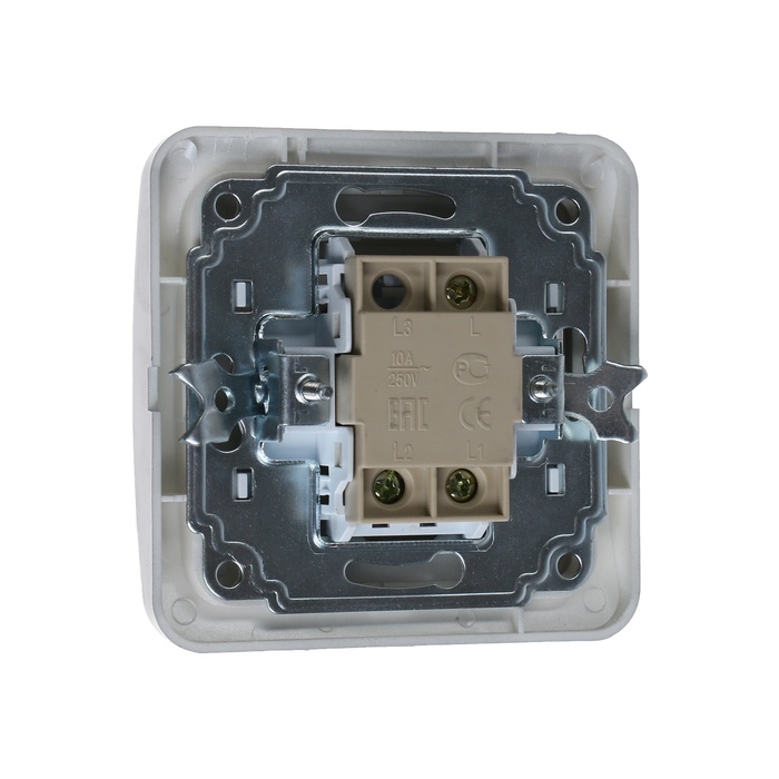 Выключатель проходной Luazon Lighting Выключатель проходной Luazon Lighting "Орион", 10 А, 1 клавиша, скрытый, серебристый