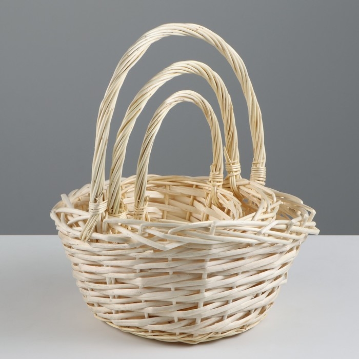 Набор корзин, 3 шт, 24&times;12&times;12/29 см, 19&times;10&times;10/25 см, 15&times;9&times;9/20 см, ива