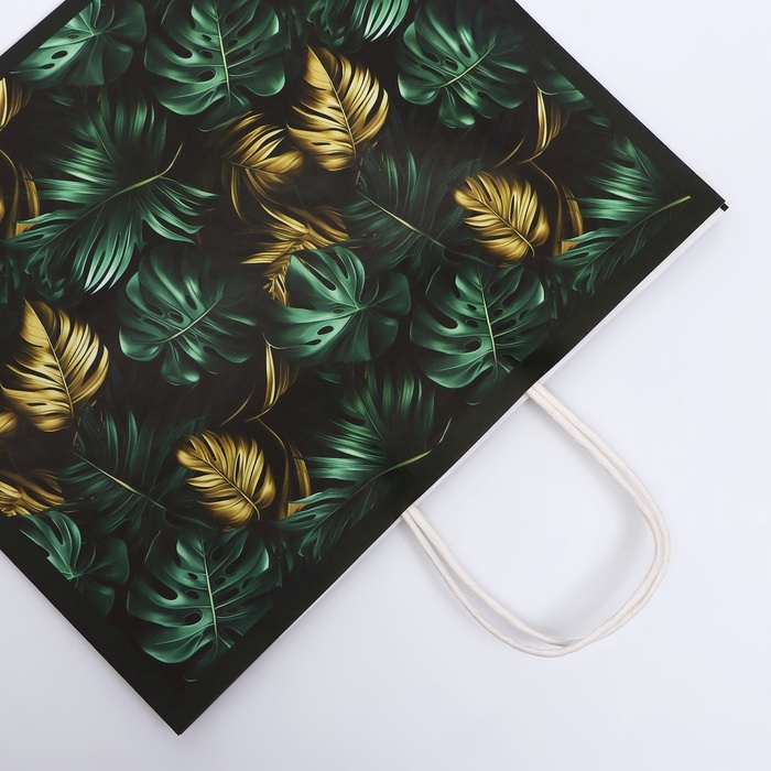 Пакет подарочный крафтовый "Золотые листья" 31,5 х 25 х 11,5 см, 120 г/м&sup2;