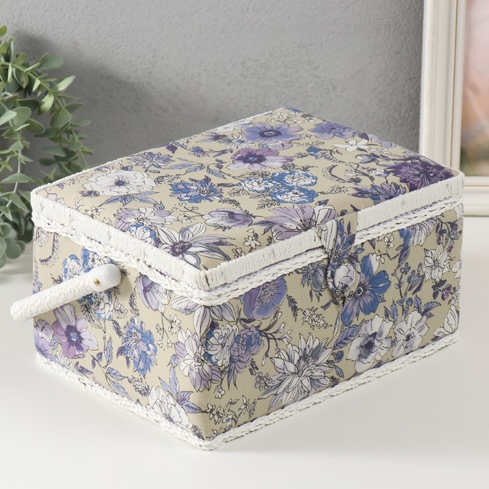 Шкатулка для рукоделия Шкатулка для рукоделия "Сиреневая цветочная поляна" 19х26х14,5 см