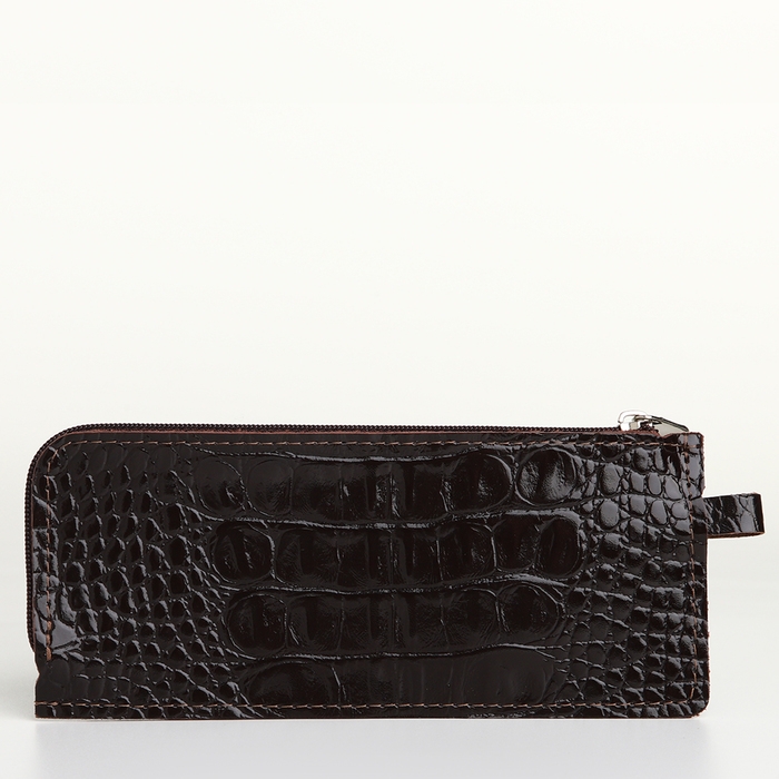 Ключница карманная на молнии, TEXTURA, длина 14 см, кольцо, цвет коричневый