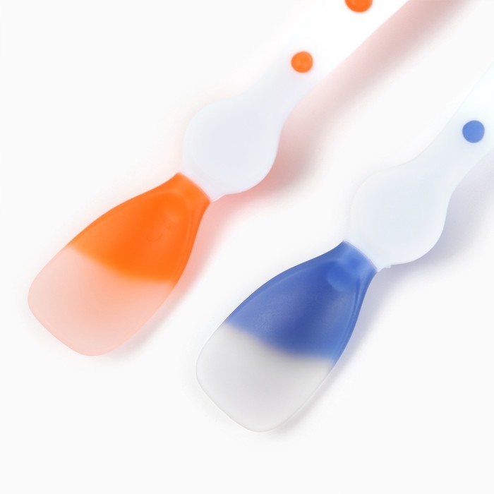 Набор термочувствительных ложек для кормления, 16,5см., 2 шт., цвет синий/оранжевый Набор термочувствительных ложек для кормления, 16,5см., 2 шт., цвет синий/оранжевый