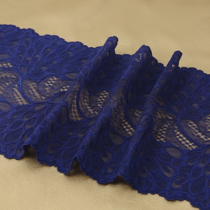 Кружевная эластичная ткань &laquo;Павлиний хвост&raquo;, 180 мм &times; 2,7 &plusmn; 0,5 м, цвет тёмно-синий