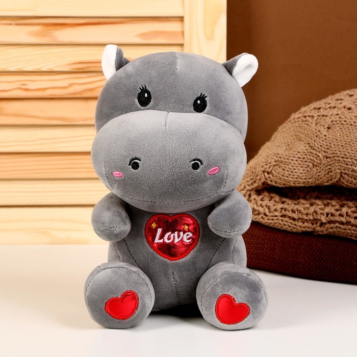 Мягкая игрушка &laquo;Бегемотик&raquo;, размер 22 см, цвет серый