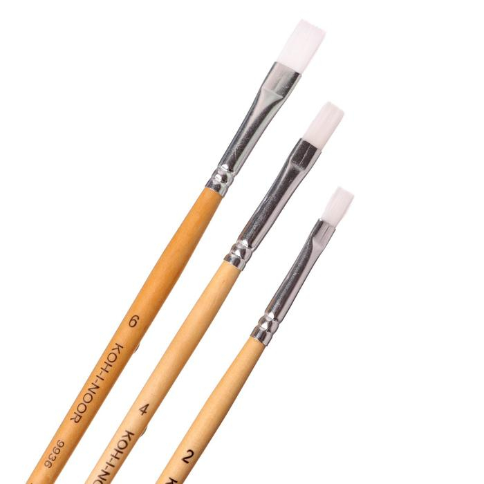 Набор кистей Синтетика 3 штуки Koh-I-Noor №2/4/6, плоские, блистер Набор кистей Синтетика 3 штуки Koh-I-Noor №2/4/6, плоские, блистер