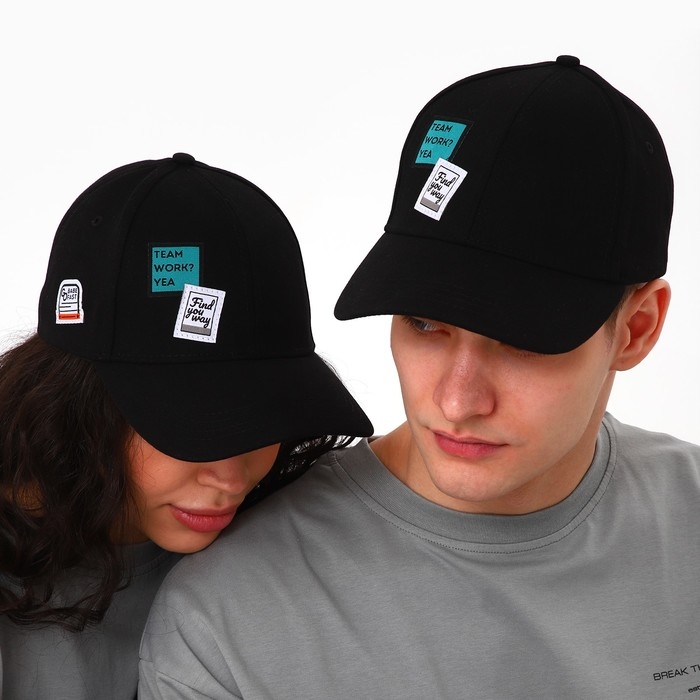 Кепка мужская Team Work, цвет чёрный, р-р 56 Кепка мужская Team Work, цвет чёрный, р-р 56