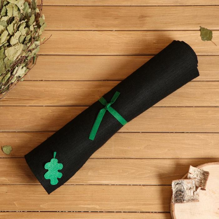 Лежак для бани черный Лежак для бани черный "Дубовый лист" 150х50 см