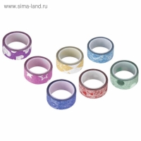 Клейкие ленты полимерные для декора с блестками "УЗОРЫ", 15 мм х 3 м (набор 7 шт)