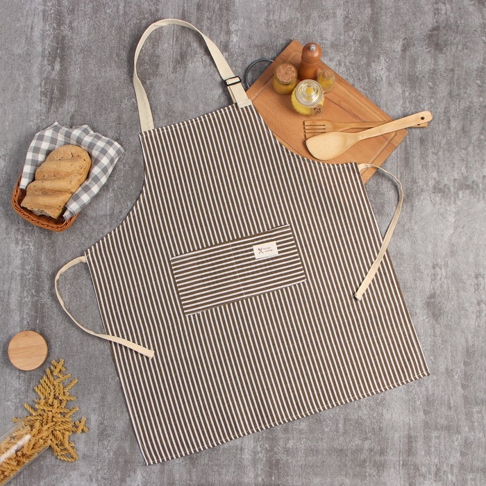 Фартук Доляна с карманом, цв.коричневый, 70*65&plusmn;4см, 100% хл, рогожка