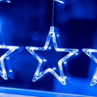Гирлянда &laquo;Бахрома&raquo; 2.4 &times; 0.9 м с насадками &laquo;Звёзды&raquo;, IP20, прозрачная нить, 138 LED, свечение синее, 8 режимов, 220 В