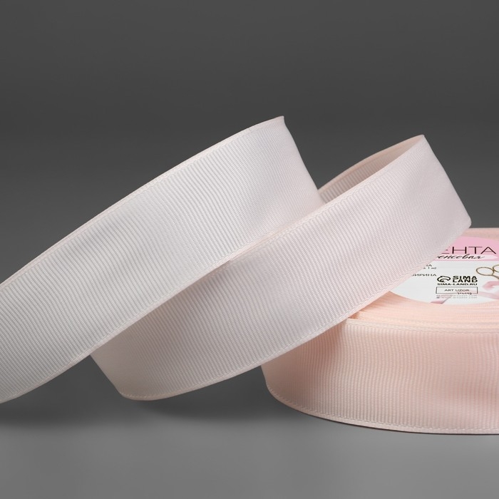 Лента репсовая, 25 мм, 23 &plusmn; 1 м, цвет персиковый №07