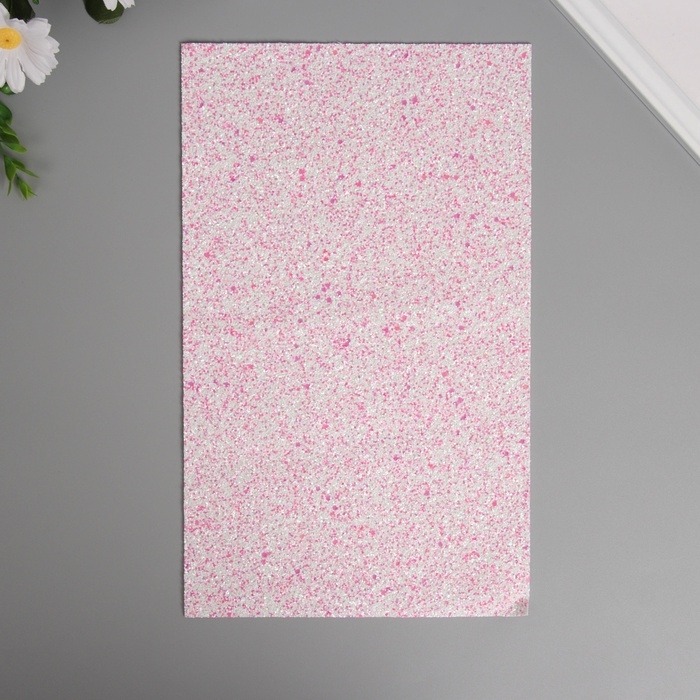 Лист для творчества иск.кожа "Блёстки" бело-розовый лист 33х20 см толщина 1,6 мм