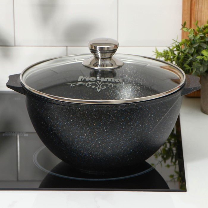 Казан &laquo;Гранит Stаr&raquo;, 5 л, стеклянная крышка, литые ручки, антипригарное покрытие, цвет серый