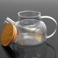 Чайник стеклянный заварочный с бамбуковой крышкой &laquo;Геометрия&raquo;, 800 мл