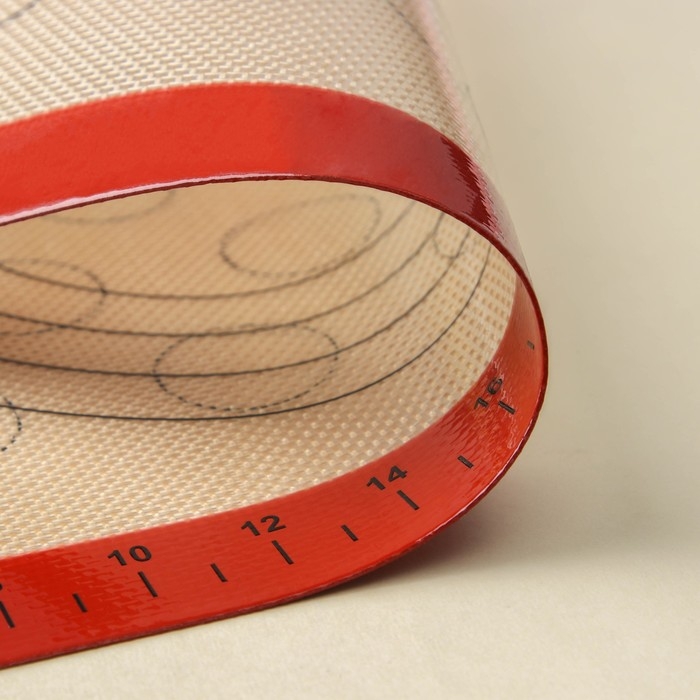 Силиконовый коврик армированный двусторонний с разлиновкой &laquo;Пекарь&raquo;, 30&times;40 см, цвет бежевый