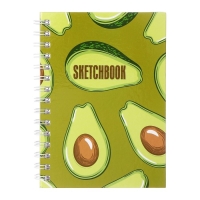 Скетчбук А5, 80 листов на гребне по длинной стороне "Авокадо", твёрдая обложка, блок 100 г/м&sup2;