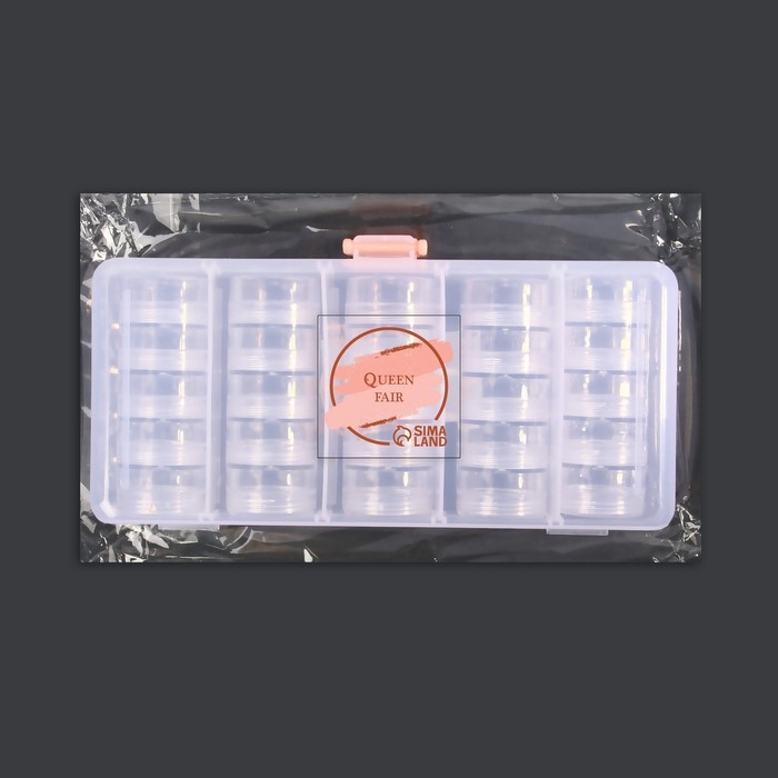 Набор баночек для декора, 25 шт, в органайзере, 4 мл, 19 &times; 10 &times; 3,5 см, цвет прозрачный