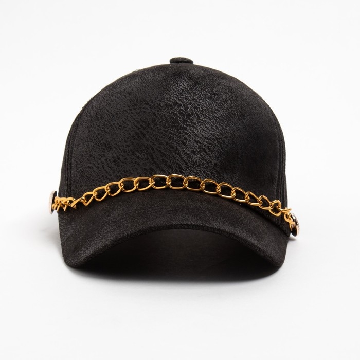 Бейсболка женская MINAKU с цепью цвет чёрный , размер 56-58 Бейсболка женская MINAKU с цепью цвет чёрный , размер 56-58