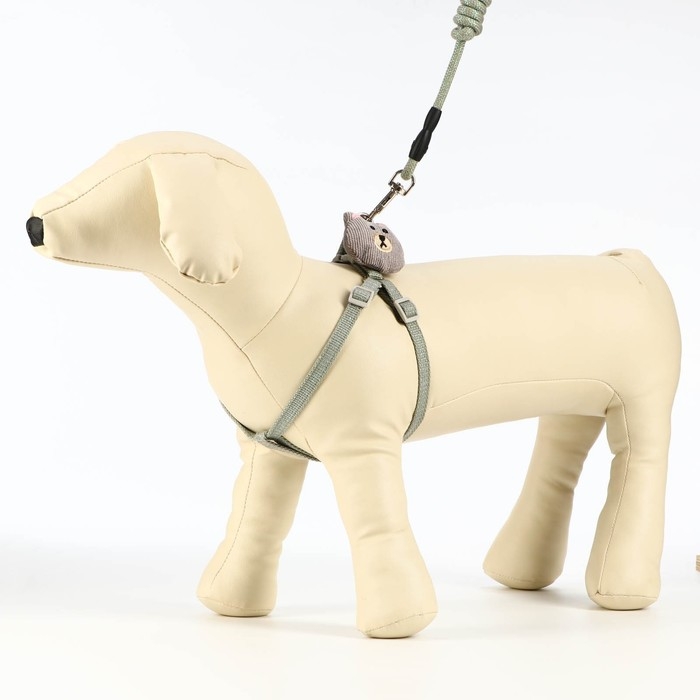 Комплект амуниции с игрушкой и круглым поводоком 120 х 1 см,ОШ 22-38 см, ОГ 22-38 см, зелёный