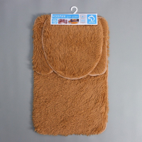 Коврики для ванной и туалета Доляна &laquo;Плюшевый&raquo;, 3 шт: 34&times;40, 40&times;50, 50&times;80 см, цвет бежевый