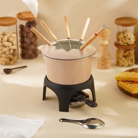 Фондю чугунное с эмалированным покрытием SL Home, d=17 см, h=10 см, цвет бежевый Фондю чугунное с эмалированным покрытием SL Home, d=17 см, h=10 см, цвет бежевый