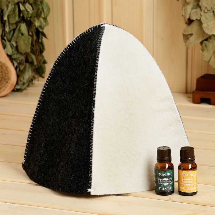 Набор для бани в коробке Набор для бани в коробке "Классика" шапка серая, масло апельсина и пихты
