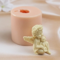 Молд силиконовый "Ангел с мишкой"  6,5х6,5х6,3 см (издел. 6х4,2х3,4 см)