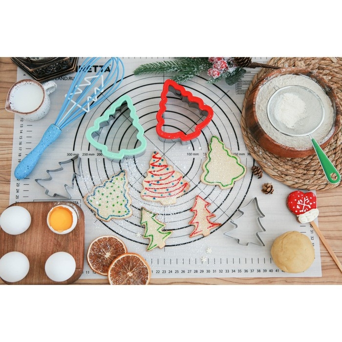 Форма для вырезания печенья новогодняя Доляна &laquo;Ёлочка&raquo;, 6,5&times;8&times;1,5 см, цвет серебристый