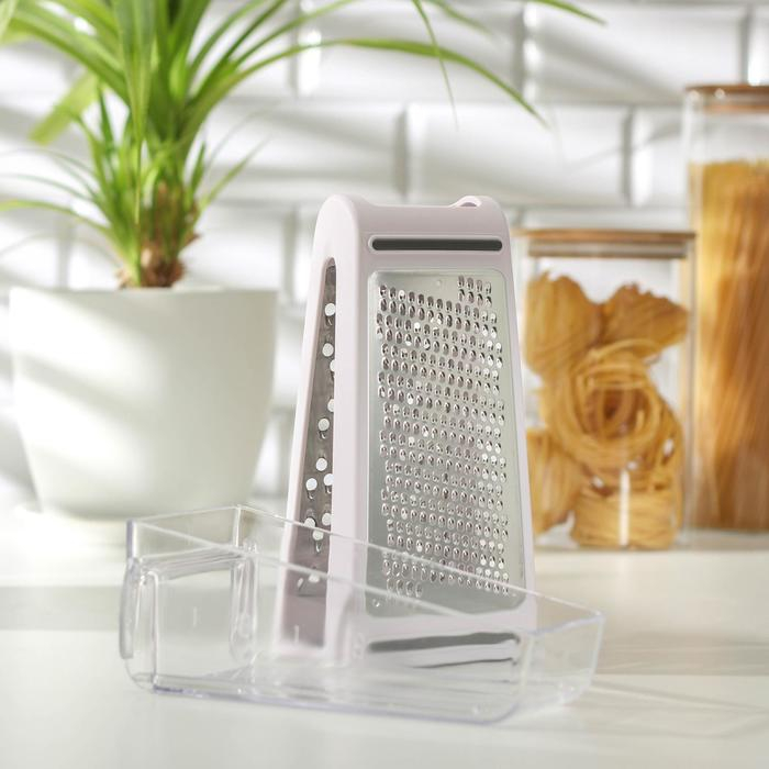 Тёрка с контейнером &laquo;Умелец&raquo;, 13,5&times;9&times;21,5 см, ABS-пластик, нержавеющая сталь, цвет белый