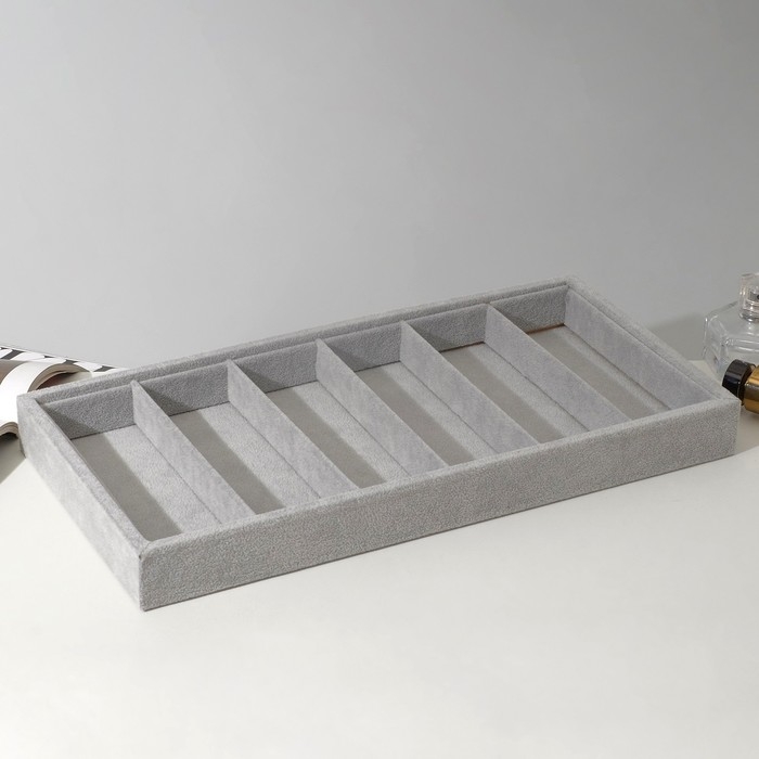 Подставка для украшений 6 ячеек, 38&times;18,5&times;3,5, цвет серый