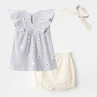 Комплект: платье, шорты, повязка Крошка Я Ромашка, рост 62-68 см, серый