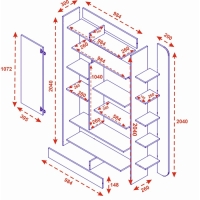 Шкаф-пенал с полками Студия, 1200х300х2040, Белый