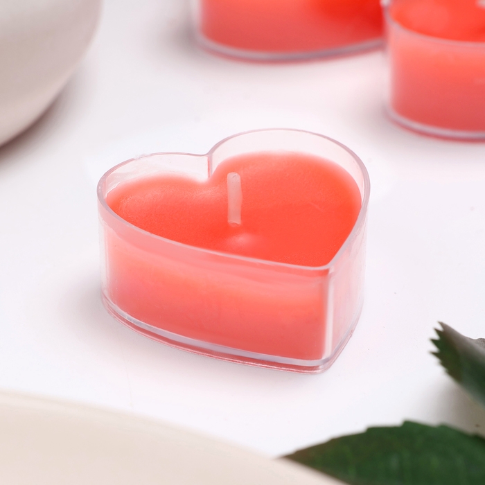 Набор свечей в гильзе Набор свечей в гильзе "Сердце", красная
