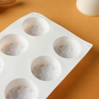 Форма для муссовых десертов и выпечки KONFINETTA &laquo;Вихрь&raquo;, силикон, 26,5&times;17&times;3,5 см, 8 ячеек (d=6 см), цвет белый