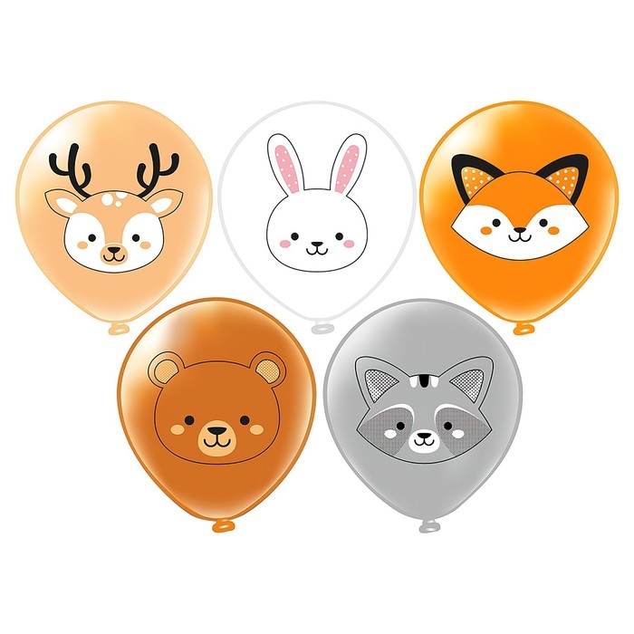 Шар латексный 12" &laquo;Лесные друзья&raquo; пастель МИКС , 2ст., набор 25 уп.