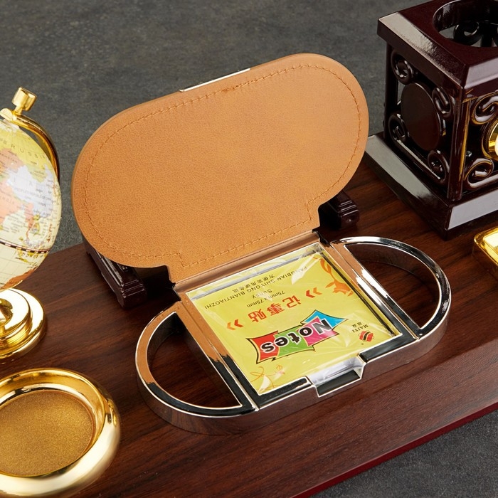 Набор настольный 6в1с визитницей и часами, вишня Набор настольный 6в1с визитницей и часами, вишня