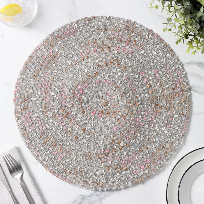 Салфетка сервировочная на стол Доляна «Серпантин», d=38 см, цвет серый Салфетка сервировочная на стол Доляна «Серпантин», d=38 см, цвет серый