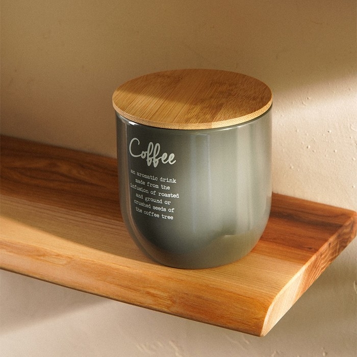 Банка для сахара SL Home, 12&times;12 см, цвет серый, с бамбуковой крышкой