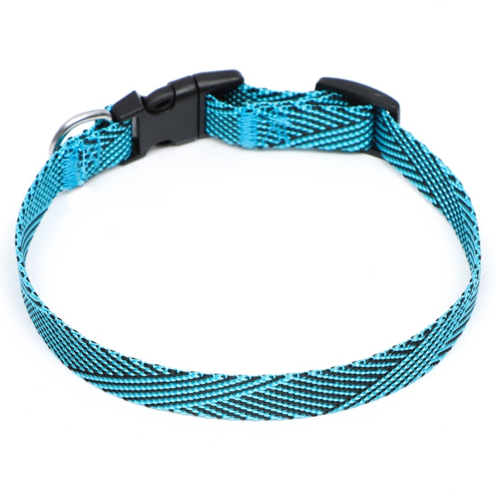 Ошейник Ошейник "Вязанка", ОШ до 37 см, ширина 1,5 см, голубой