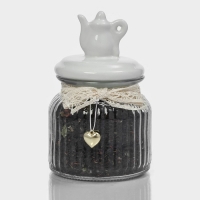 Банка стеклянная для хранения сыпучих продуктов &laquo;Чайные беседы&raquo;, 700 мл, 10,7&times;17 см, с керамической крышкой