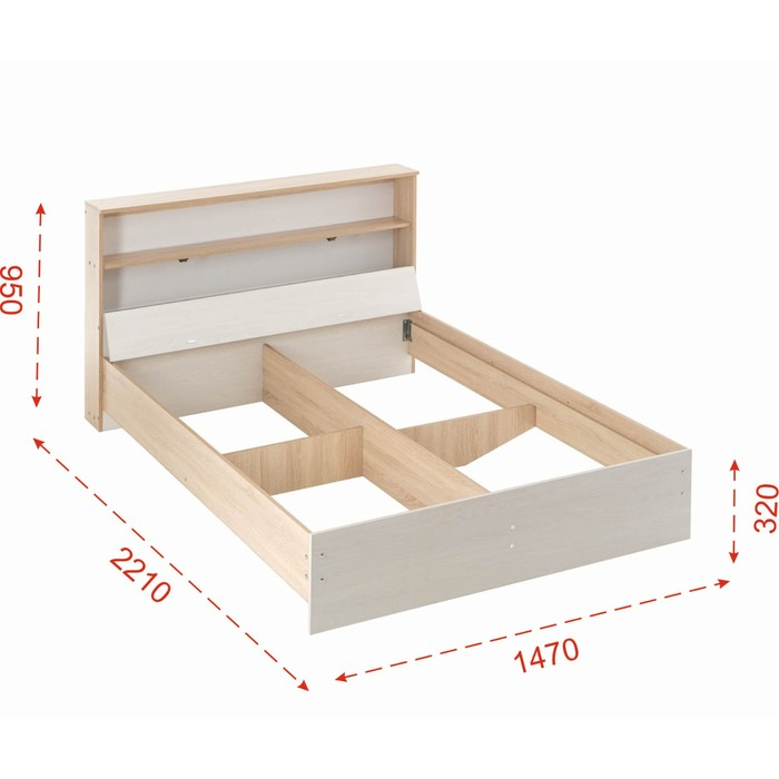 Кровать Бася-1 1400х2000 дуб сонома/ясень анкор светлый Кровать Бася-1 1400х2000 дуб сонома/ясень анкор светлый