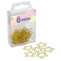 Скрепки канцелярские цветные GLOBUS "Звёздочка", 30 мм, 12 штук, золотые, евробокс Скрепки канцелярские цветные GLOBUS "Звёздочка", 30 мм, 12 штук, золотые, евробокс