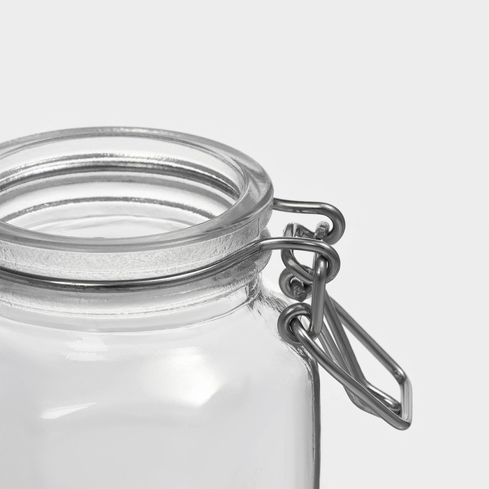 Банка стеклянная для хранения сыпучих продуктов Доляна &laquo;Грани&raquo;, 100 мл, 6&times;7&times;8 см, с бугельным замком 6 граней