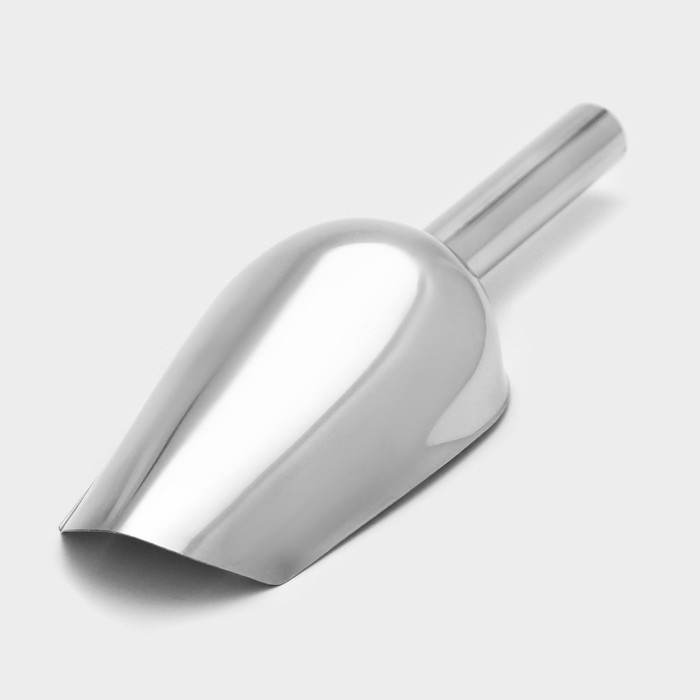 Совок из нержавеющей стали для льда и сыпучих продуктов, 200 мл, 22&times;8 см, цвет хромированный