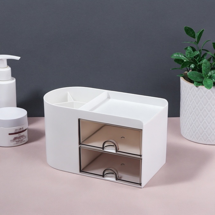 Органайзер для хранения, многоуровневый, 3 секции, 18 × 10 × 10 см, цвет белый/чёрный Органайзер для хранения, многоуровневый, 3 секции, 18 × 10 × 10 см, цвет белый/чёрный