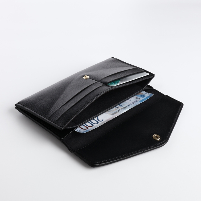 Кошелёк женский на кнопке, цвет чёрный Кошелёк женский на кнопке, цвет чёрный