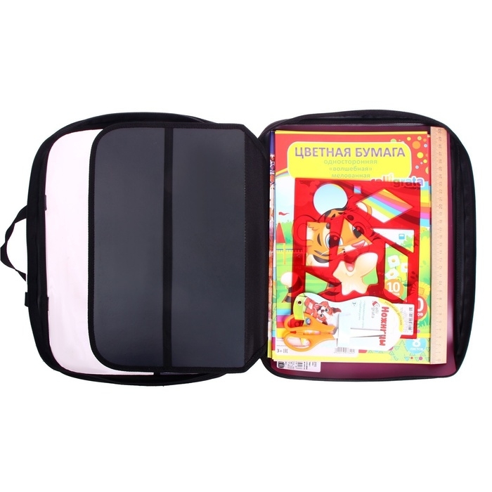 Папка для труда А4, 335 х 260 х 60 мм, с ручками, текстиль, ПВХ, с наполнением 13 предметов, Calligrata, ПТР-111, Папка для труда А4, 335 х 260 х 60 мм, с ручками, текстиль, ПВХ, с наполнением 13 предметов, Calligrata, ПТР-111, "Тачка"