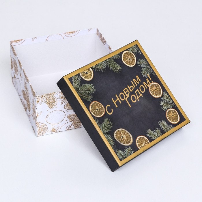 Коробка квадратная "Апельсины зимние" , 19 &times; 19 &times; 10 см